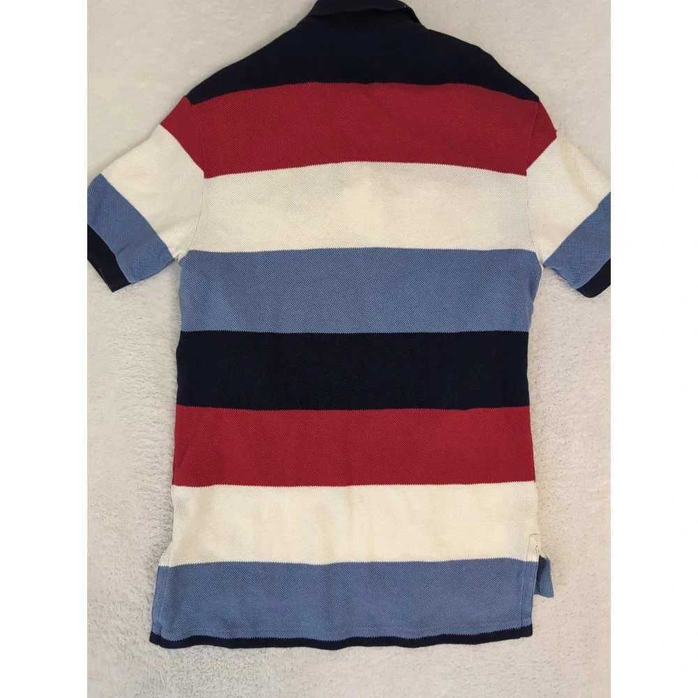 Vintage Polo By Ralph Lauren Cool Pattern Polo Shirt Men's M Red White Blue Knit